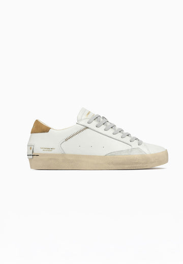 Crime London sneakers uomo bianca in pelle tallone sabbia - Shopaland